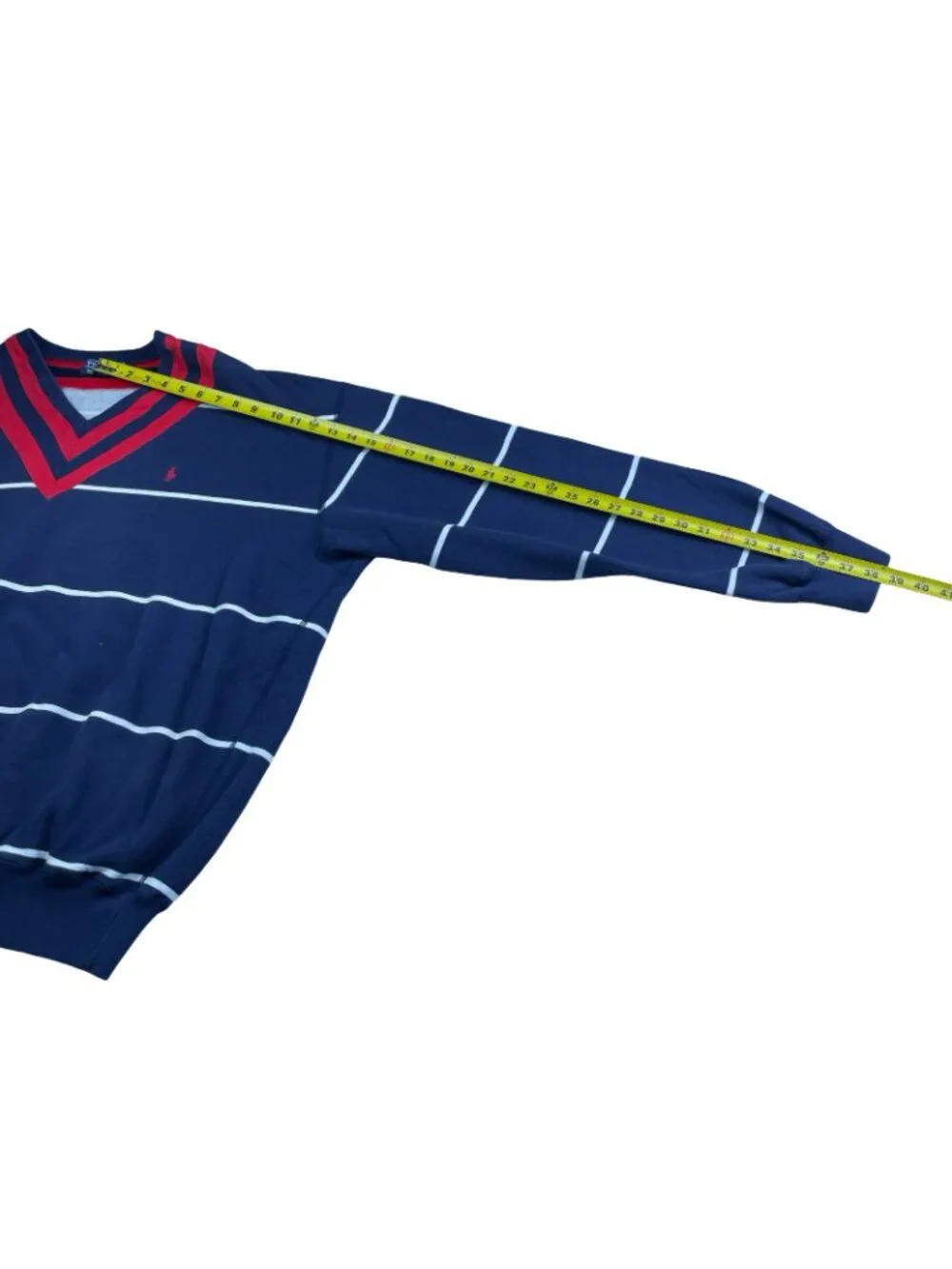 VTG RARE Polo Ralph Lauren Men’s Preppy Varsity Tennis Sweatshirt Navy/Red • XL